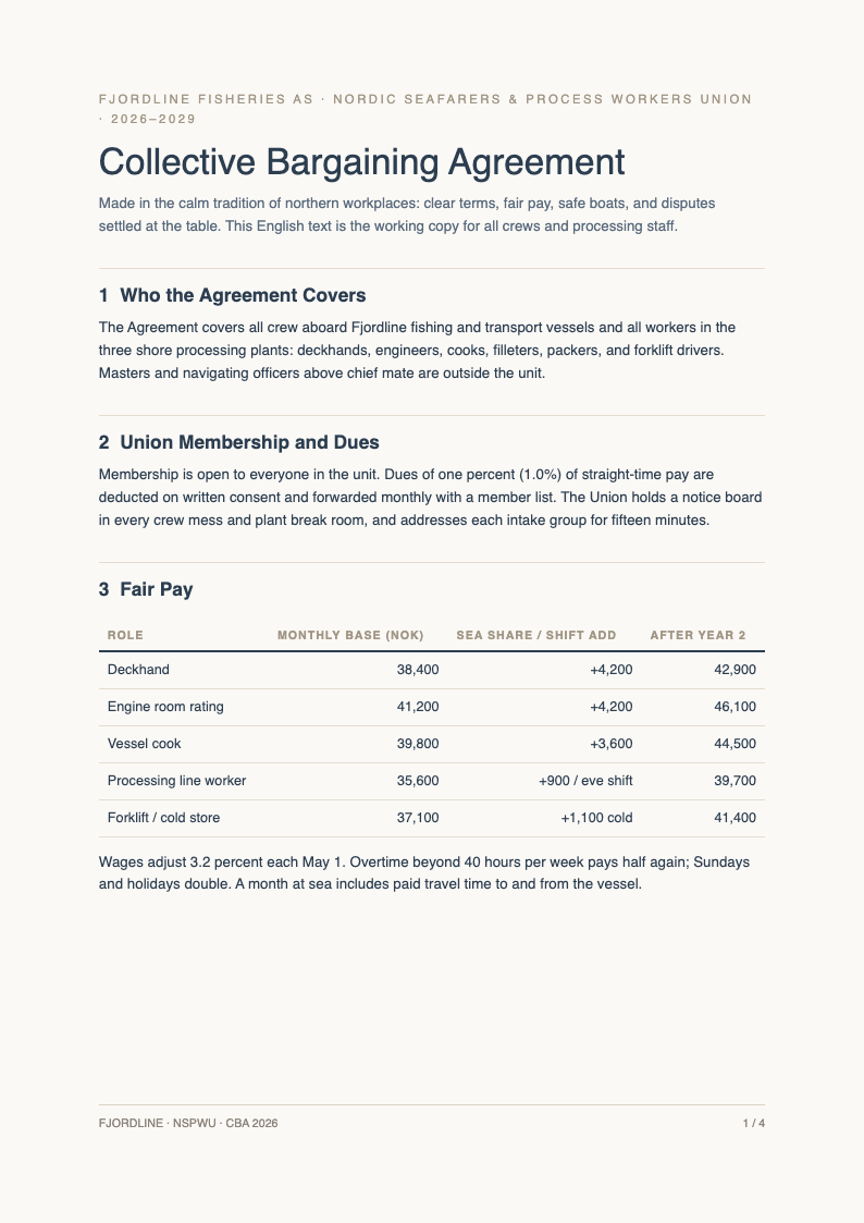 Nordic scandi clean collective bargaining agreement